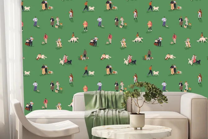 Fototapeta: Kobiety i mężczyźni z psami spacer