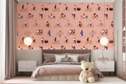 Fototapeta: Kobiety i mężczyźni jadący na rowerach