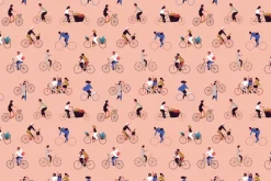 Fototapeta: Kobiety i mężczyźni jadący na rowerach