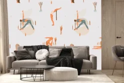 Fototapeta: Kobiety trenujące jogę wśród świec