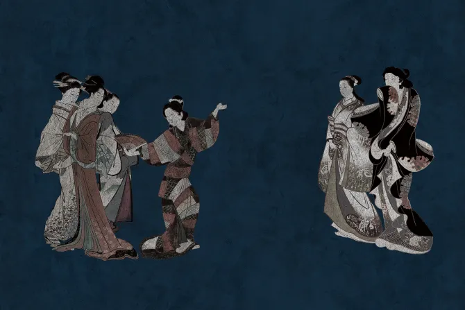 Fototapeta: Kobiety w klasycznych japońskich kimonach