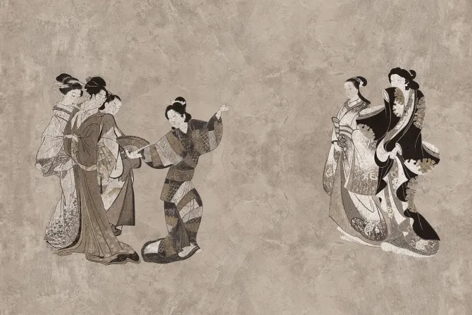 Fototapeta: Kobiety w klasycznych japońskich kimonach