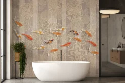 Fototapeta: Koi na tle geometrycznych kształtów nowoczesna kompozycja