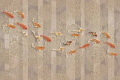 Fototapeta: Koi na tle geometrycznych kształtów nowoczesna kompozycja