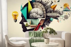 Fototapeta: Kolaż artystyczny z głową pełną pomysłów