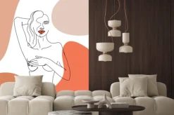 Fototapeta: Kolaż z kobiecą sylwetką i kształtami