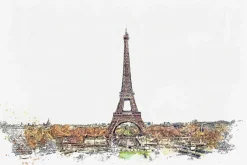 Fototapeta: Kolorowa akwarela miasta paryż