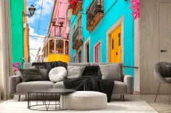 Fototapeta: Kolorowa lizbona żółty tramwaj