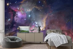 Fototapeta: Kolorowa mgławica z gwiazdami w kosmosie