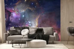 Fototapeta: Kolorowa mgławica z gwiazdami w kosmosie