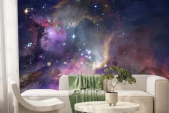 Fototapeta: Kolorowa mgławica z gwiazdami w kosmosie