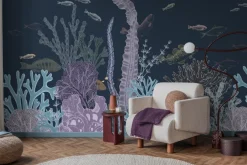 Fototapeta: Kolorowa rafa koralowa z rybami w minimalistycznym stylu