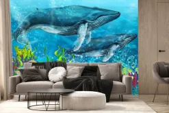 Fototapeta: Kolorowa rafa koralowa ryby i wieloryby bajkowy podwodny krajobraz
