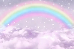 Fototapeta: Kolorowa tęcza w różowych chmurach