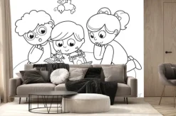 Fototapeta: Kolorowanie ilustracji przyjaciół czyta książkę pop-up razem.