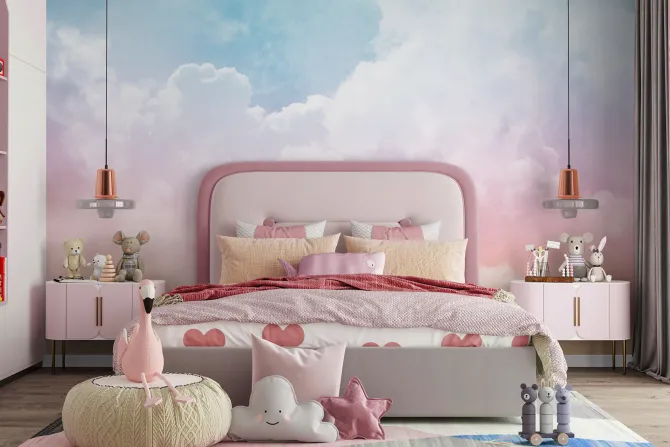 Fototapeta: Kolorowe chmury na pastelowym niebie