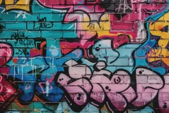 Fototapeta: Kolorowe graffiti na ceglanej ścianie