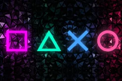 Fototapeta: Kolorowe ikony gier w stylu neon na czarnym tle