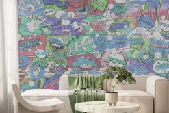 Fototapeta: Kolorowe komiksowe dymki z napisami młodzieżowy design