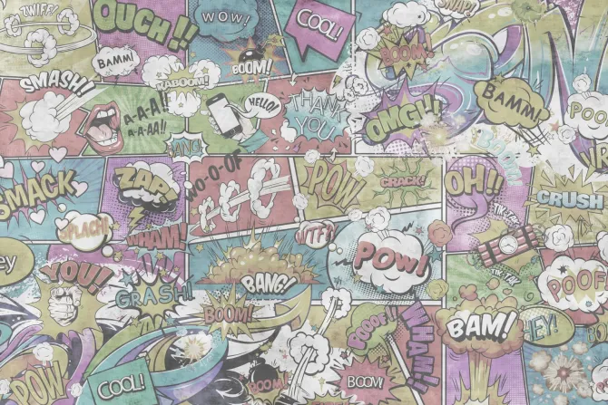 Fototapeta: Kolorowe komiksowe dymki z napisami młodzieżowy design