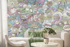 Fototapeta: Kolorowe komiksowe dymki z napisami młodzieżowy design