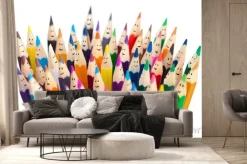 Fototapeta: Kolorowe kredki z uśmiechniętymi buziami