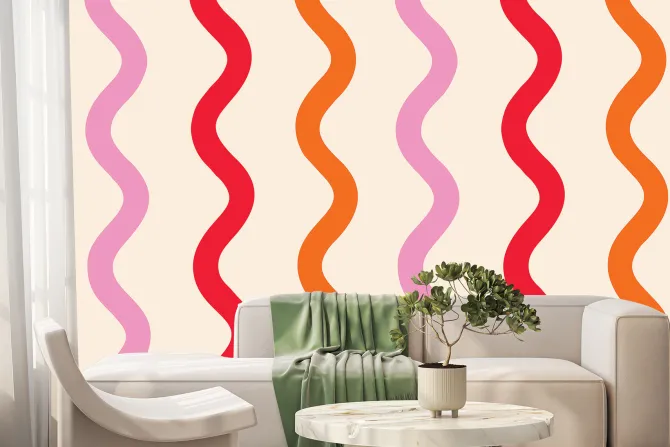 Fototapeta: Kolorowe kształty fal w stylu pop art