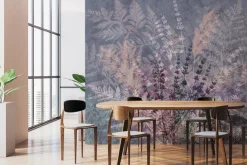 Fototapeta: Kolorowe liście paproci z lawendą