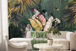 Fototapeta: Kolorowe liście bananowe i palmy