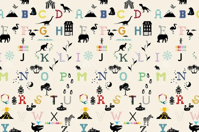 Fototapeta: Kolorowe litery alfabetu z ikonami natury