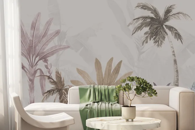 Fototapeta: Kolorowe palmy na szarym tle