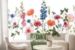 Fototapeta: Kolorowe polne kwiaty na białym tle