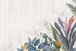 Fototapeta: Kolorowe tropikalne liście na drewnie