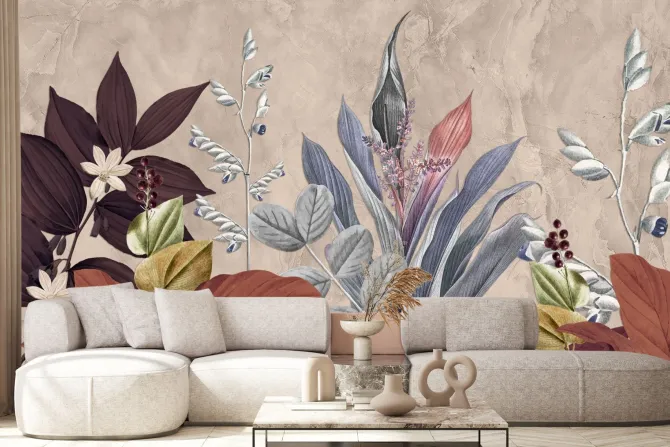 Fototapeta: Kolorowe tropikalne liście na ścianie