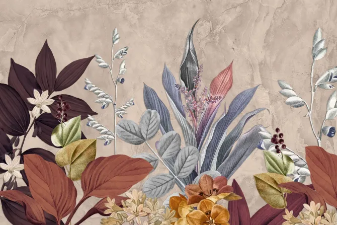 Fototapeta: Kolorowe tropikalne liście na ścianie