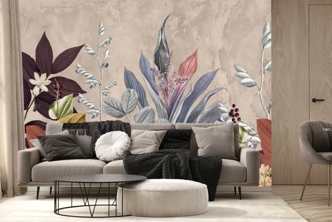 Fototapeta: Kolorowe tropikalne liście na ścianie