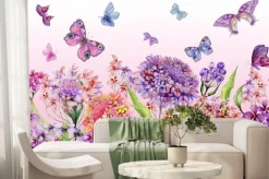 Fototapeta: Kolorowy lato szeroki transparent. piękni żywi iberys kwitną