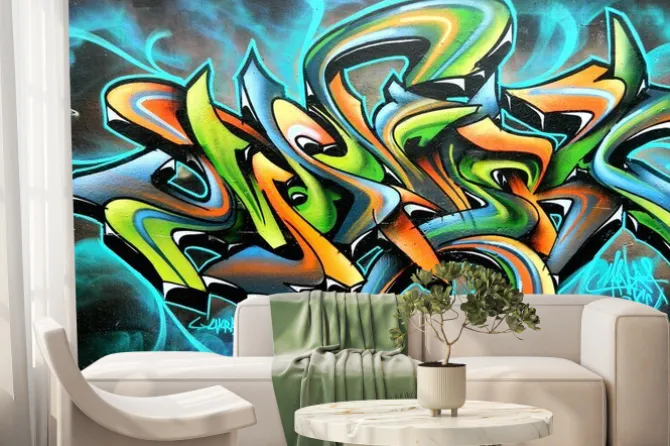 Fototapeta: Kolorowy napis na ścianie