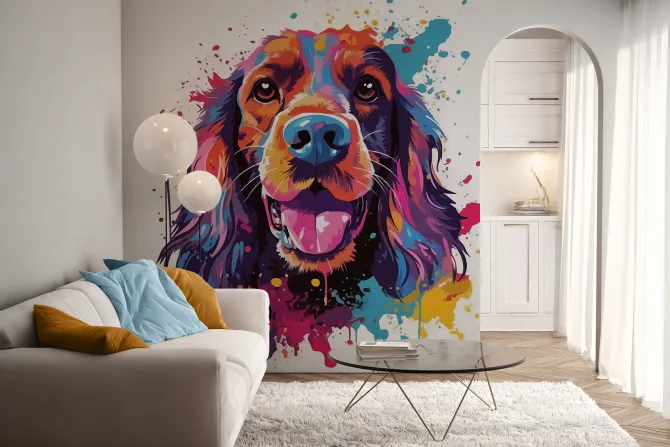 Fototapeta: Kolorowy portret psa grafika w stylu pop art