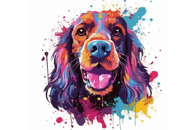 Fototapeta: Kolorowy portret psa grafika w stylu pop art