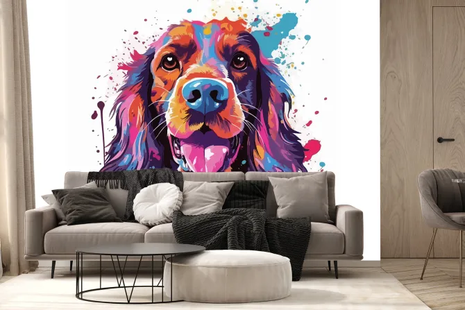 Fototapeta: Kolorowy portret psa grafika w stylu pop art