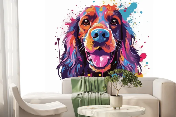 Fototapeta: Kolorowy portret psa grafika w stylu pop art