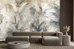 Fototapeta: Kolumny i egzotyczne liście palmowe