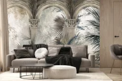 Fototapeta: Kolumny i łukowa architektura na tle egzotycznej roślinności