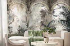 Fototapeta: Kolumny i łukowa architektura na tle egzotycznej roślinności