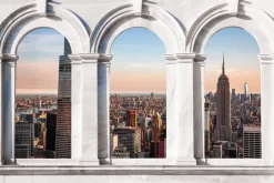 Fototapeta: Kolumny z panoramą nowego jorku