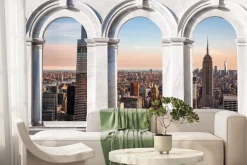 Fototapeta: Kolumny z panoramą nowego jorku