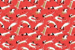 Fototapeta: Komiksowy wzór pieski na czerwonym tle