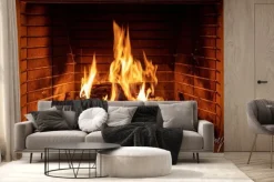 Fototapeta: Kominek z płonącym ogniem