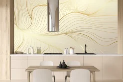 Fototapeta: Kompozycja ze złotawych linii na beżowym tle